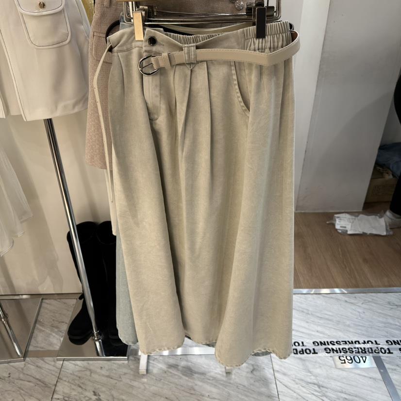 ABLESTUDIO韓國直郵女裝新款休閑熱賣時尚真品長裙含腰帶棉ABLESTUDIO長裙