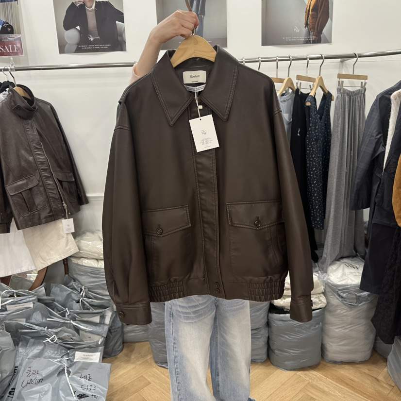 NOWHERE東大門代購女士新款時尚熱賣26春夏職業夾克水洗皮革NOWHERE夾克