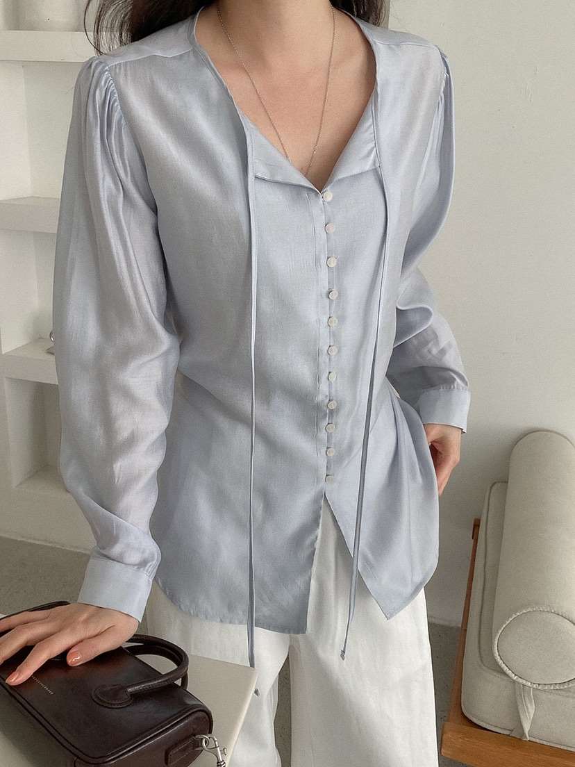 X東大門直郵女裝新款時尚26春夏休閑熱賣職業人氣襯衫蕾絲衫BLOWING襯衫/蕾絲衫