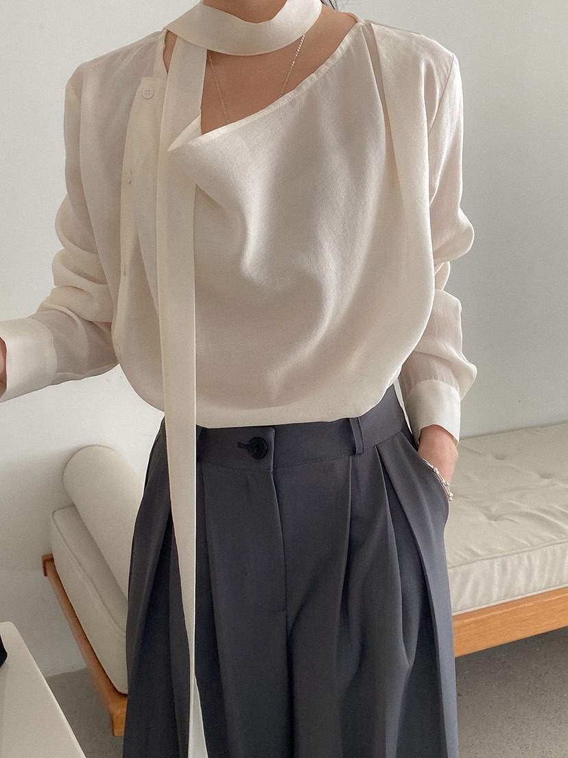 X東大門實拍女士新品推薦人氣職業休閑26春夏熱賣襯衫蕾絲衫BLOWING襯衫/蕾絲衫