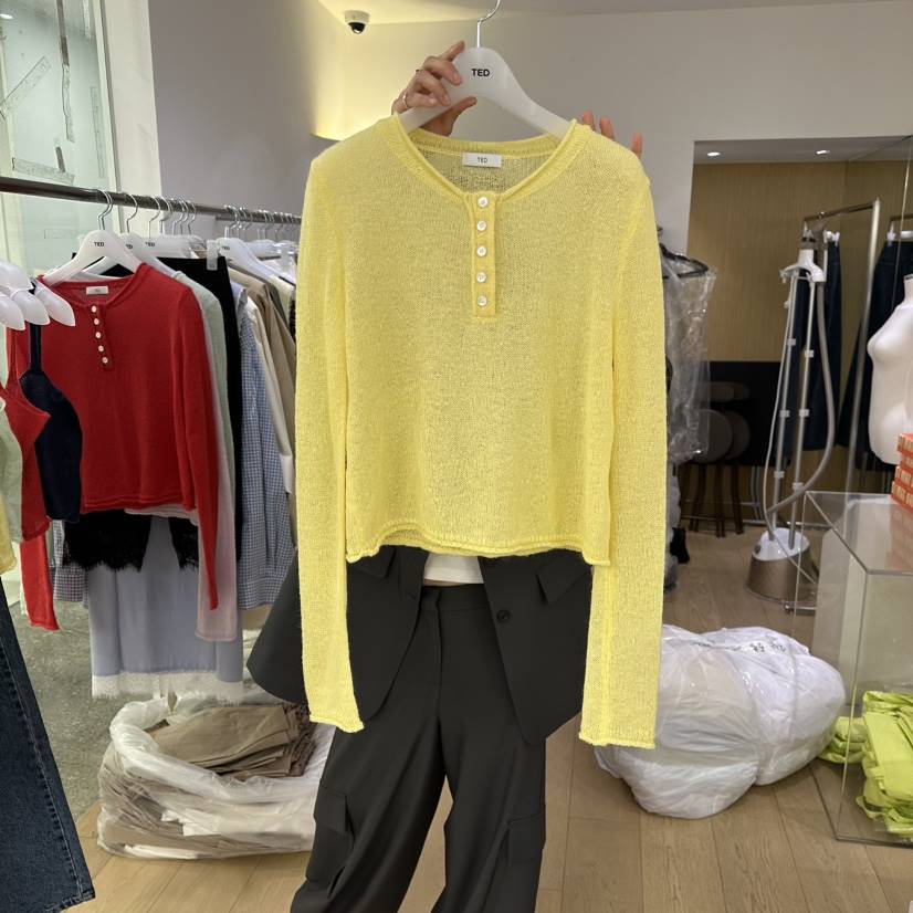 TED韓國直郵女裝新品人氣推薦時尚職業26春夏針織衫單排扣TED針織衫