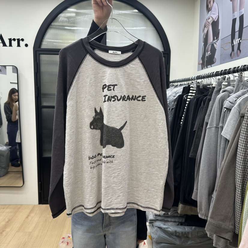 ARR韓國直郵女裝新款推薦休閑26春夏真品熱賣長袖T恤奶油色ARR長袖T恤