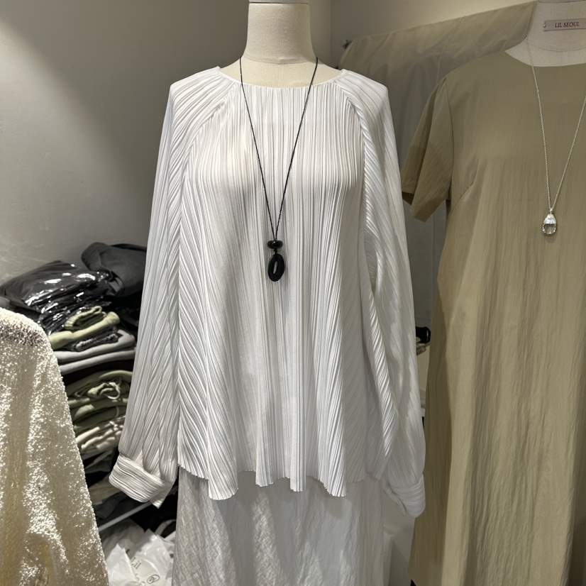 LIL東大門直郵女士新款時尚真品26春夏熱賣襯衫蕾絲衫褶皺LIL襯衫/蕾絲衫