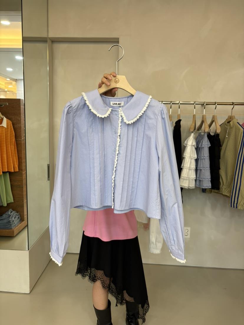 LIVE AID-P韓國代購女裝新品熱賣職業休閑時尚襯衫蕾絲衫LIVE AID-P襯衫/蕾絲衫
