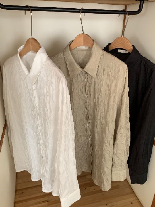 KOMOREBI東大門直郵女裝新品真品熱賣時尚襯衫蕾絲衫褶皺KOMOREBI襯衫/蕾絲衫