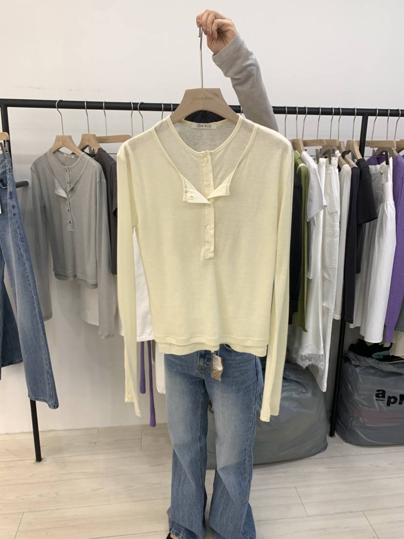 CEDARWOOD韓國直郵女士新品職業休閑人氣26春夏熱賣長袖T恤CEDAR WOOD長袖T恤