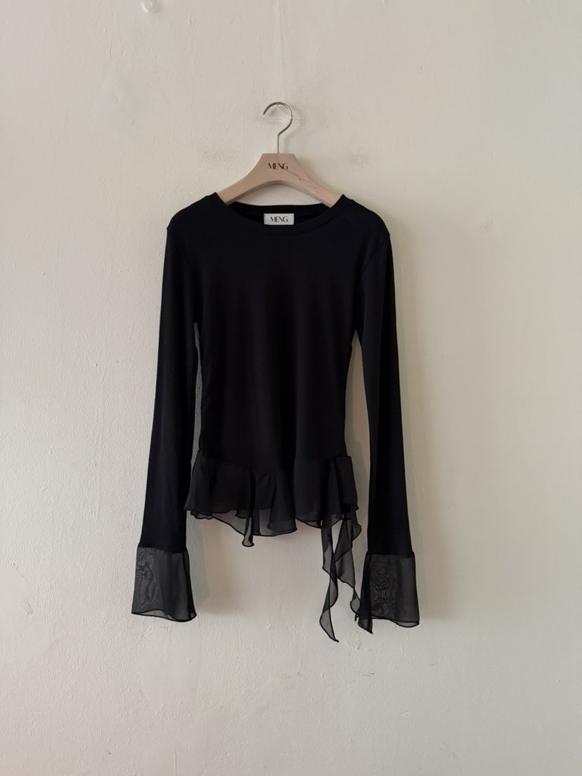 MENG韓國直郵實拍女裝新品推薦人氣職業26春夏長袖T恤雪紡MENG長袖T恤