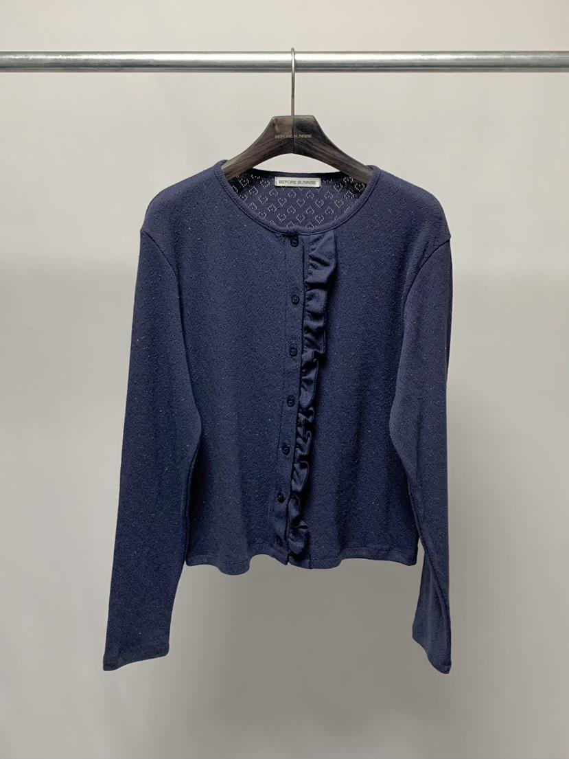 BEFORE SUNRISE韓國東大門直郵女士新品人氣針織衫華夫格褶皺BEFORE SUNRISE針織衫