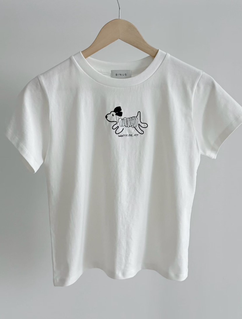 BINUS韓國東大門直郵女裝新品26春夏人氣職業推薦T恤狗狗BINUST恤