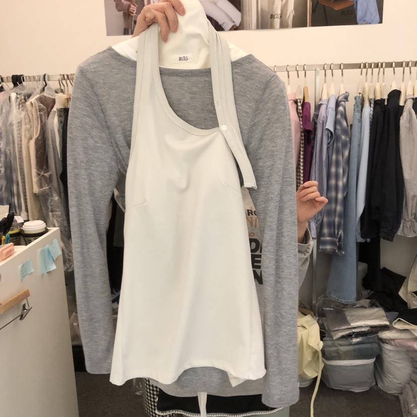 SALONDEMAG韓國東大門直郵女士新品時尚吊帶背心不含內搭紐扣SALONDEMAG吊帶/背心