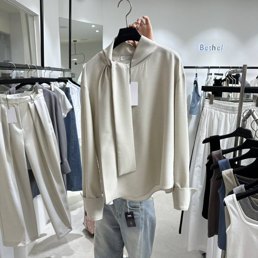 BETHEL韓國直郵實拍女裝新品人氣時尚休閑襯衫蕾絲衫高領BETHEL襯衫/蕾絲衫