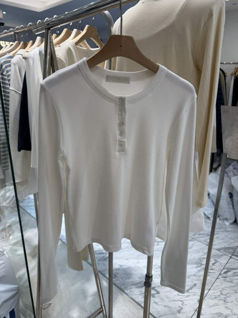 FF/SUNDAY韓國東大門直郵女裝新品職業休閑推薦長袖T恤紐扣FF/SUNDAY長袖T恤