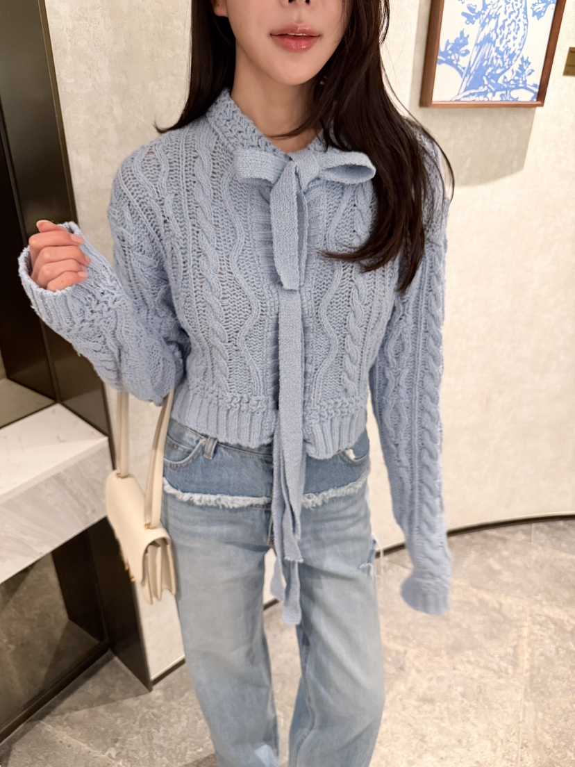 LAVIEU韓國東大門直郵女裝新款熱賣職業針織衫麻花針織短款LAVIEU針織衫