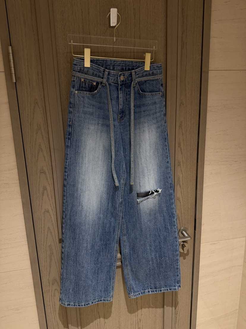 LAVIEU韓國東大門代購女士新品熱賣推薦職業牛仔褲含腰繩LAVIEU牛仔褲