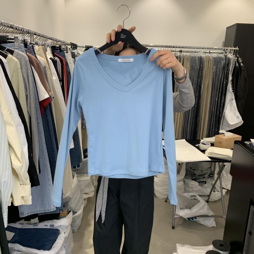 THE SECOND GROW韓國直郵女士新品26春夏人氣長袖T恤V領THE SECOND GROW長袖T恤