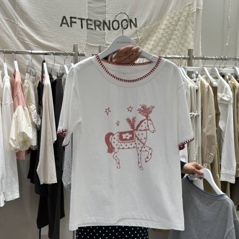 AFTERNOON韓國直郵實拍女士新品時尚人氣熱賣26春夏職業T恤AFTERNOONT恤