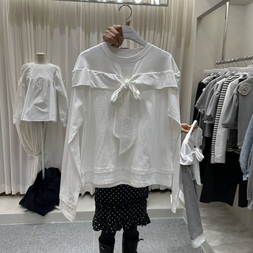 AFTERNOON韓國東大門直郵女士新款時尚人氣職業26春夏長袖T恤AFTERNOON長袖T恤