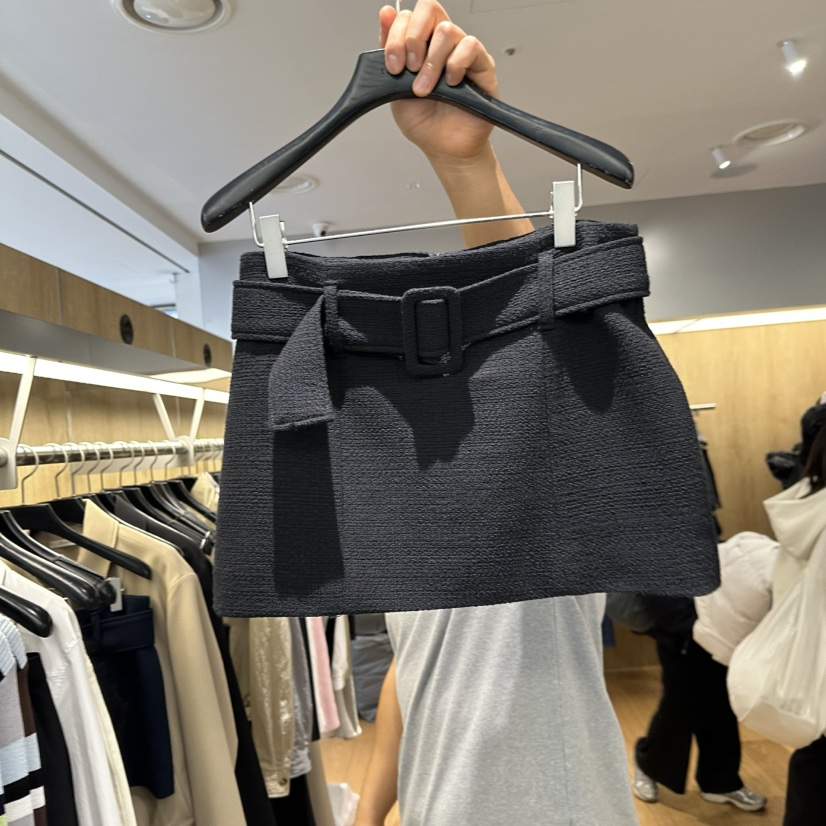 LEFANCY韓國直郵實拍女裝新款熱賣休閑26春夏短裙含腰帶粗花呢LEFANCY短裙