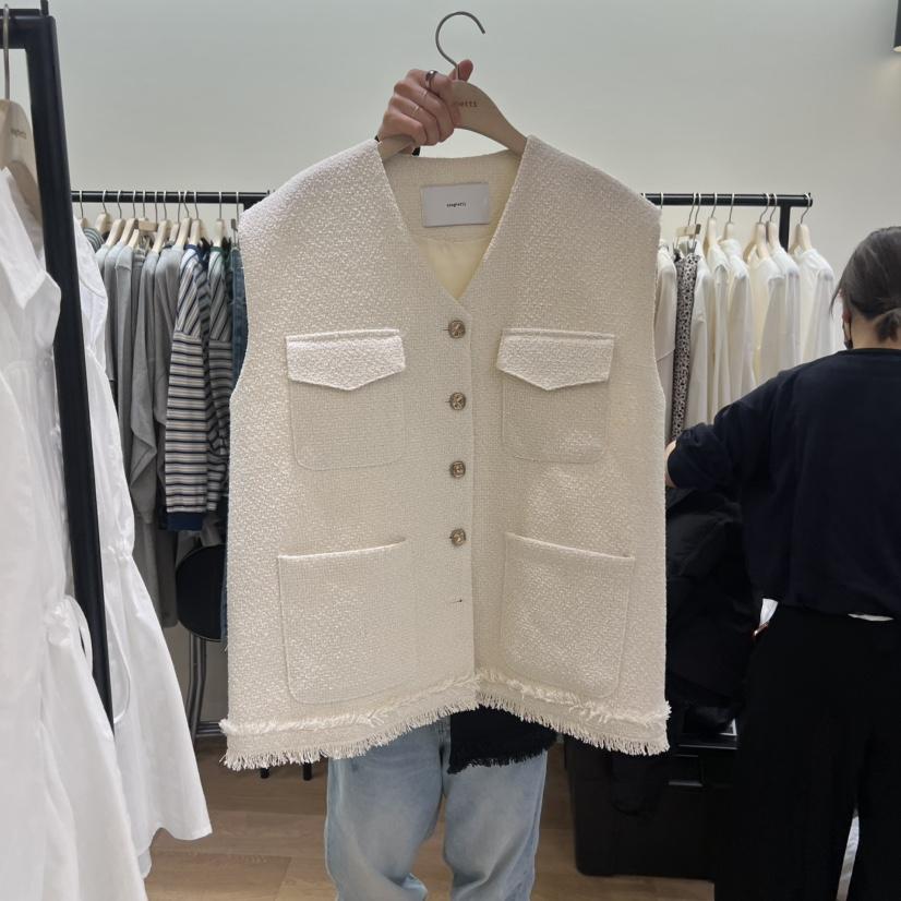 SPAGHETTI韓國直郵實拍女裝新品推薦熱賣休閑職業馬甲粗花呢spaghetti馬甲