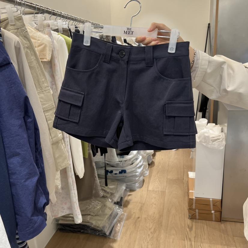 MEET ME韓國代購女士新款人氣職業休閑26春夏短褲斜紋布工裝MEET ME短褲