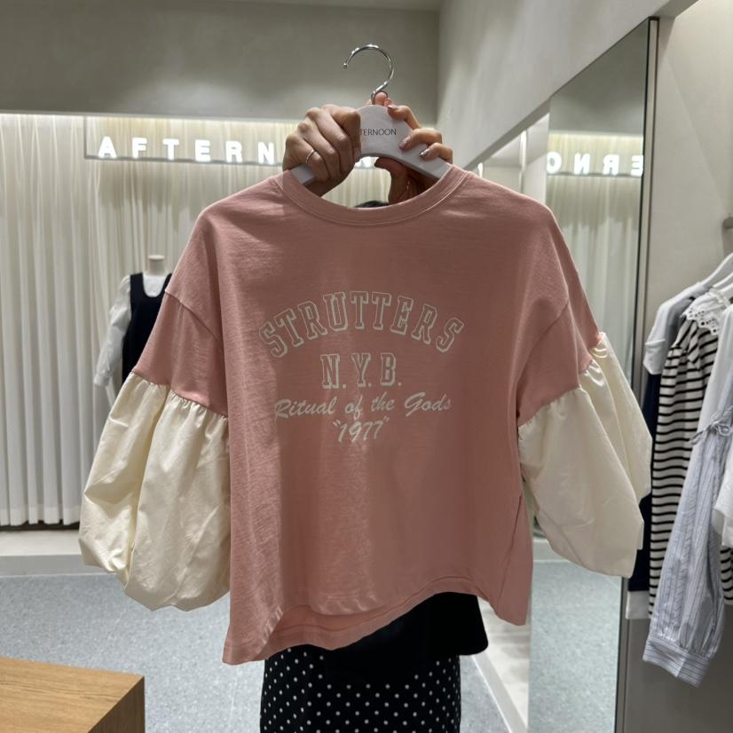 AFTERNOON韓國東大門直郵女士新款職業26春夏時尚長袖T恤AFTERNOON長袖T恤