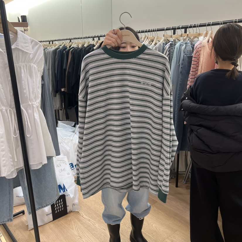 SPAGHETTI韓國東大門直郵女士新款人氣推薦休閑長袖T恤刺繡spaghetti長袖T恤