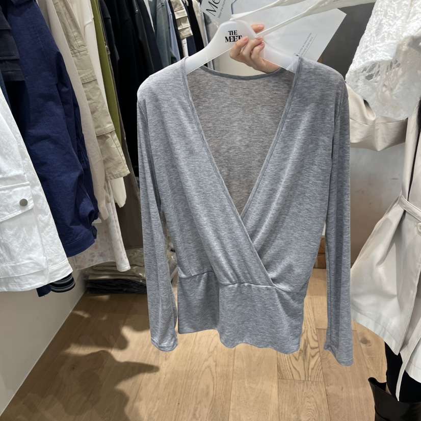 MEET ME韓國東大門代購女士新品26春夏職業人氣長袖T恤天絲MEET ME長袖T恤