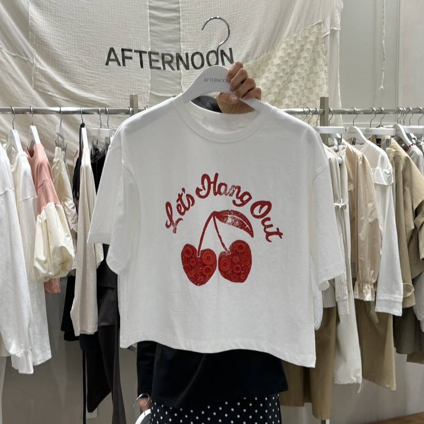 AFTERNOON韓國東大門代購女裝新品時尚休閑熱賣職業T恤紐扣AFTERNOONT恤