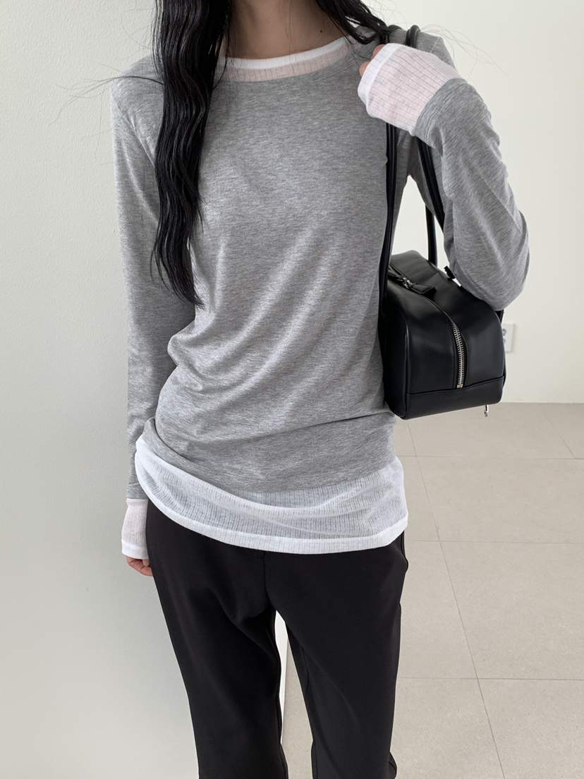 B_GARDER韓國東大門直郵女士新款推薦休閑時尚長袖T恤柔軟B.GARDER長袖T恤