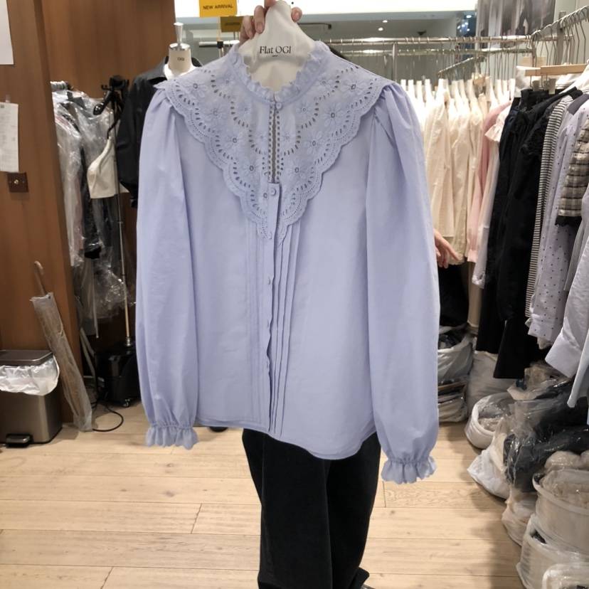 OGI韓國東大門直郵女裝新品26春夏休閑時尚職業襯衫蕾絲衫FLat OGI襯衫/蕾絲衫