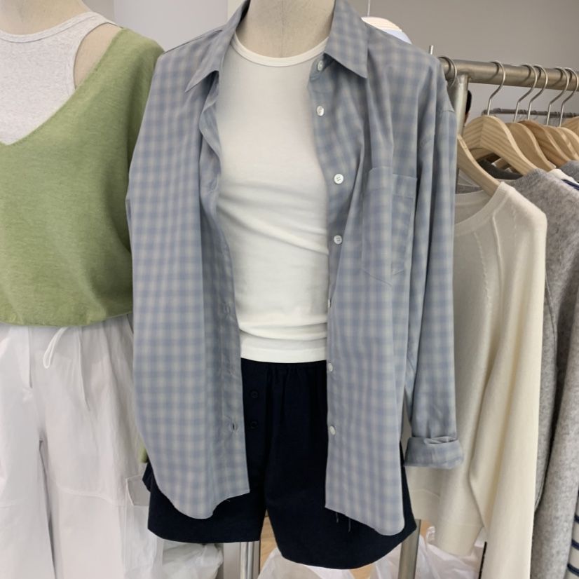 FOREST韓國東大門直郵女裝新品時尚熱賣推薦襯衫蕾絲衫格子FOREST襯衫/蕾絲衫