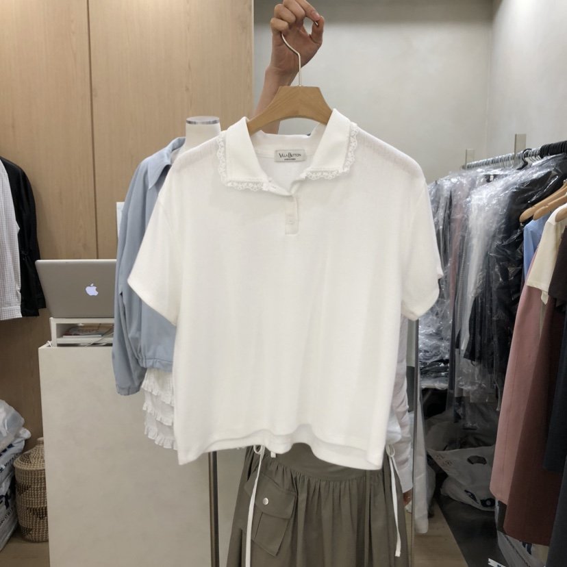 VILLABUTTON韓國直郵女裝新款休閑時尚推薦職業人氣T恤鏤空VILLABUTTONT恤