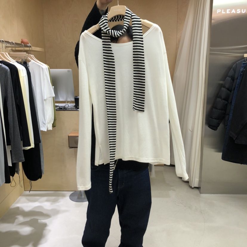 PLEASURE韓國東大門代購女裝新品休閑26春夏長袖T恤不含圍巾PLEASURE長袖T恤