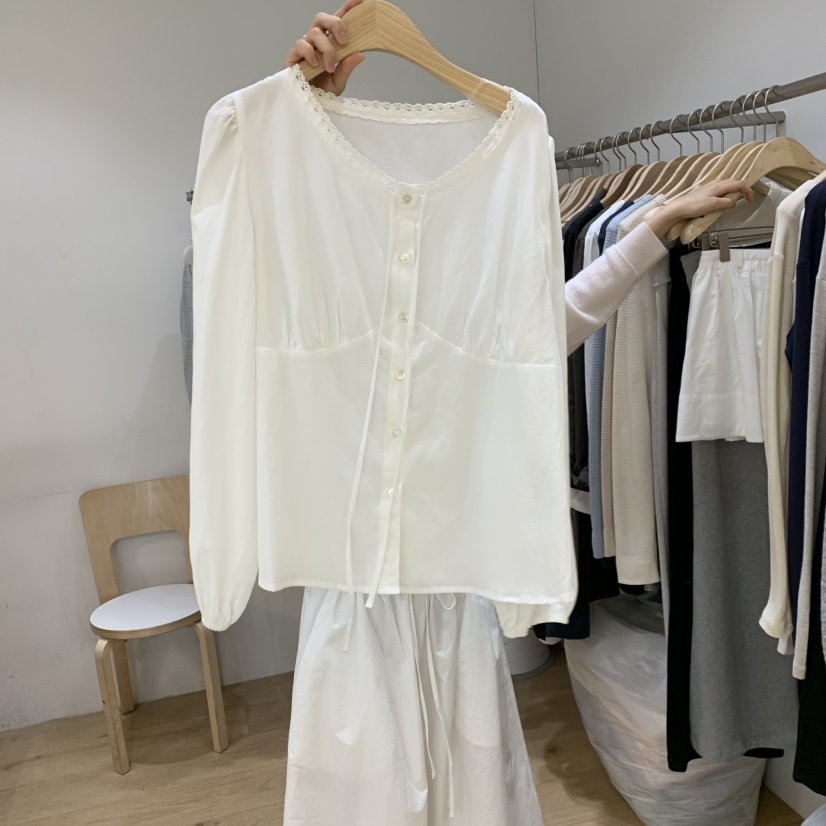 FOREST韓國東大門直郵女裝新品26春夏人氣休閑襯衫蕾絲衫FOREST襯衫/蕾絲衫