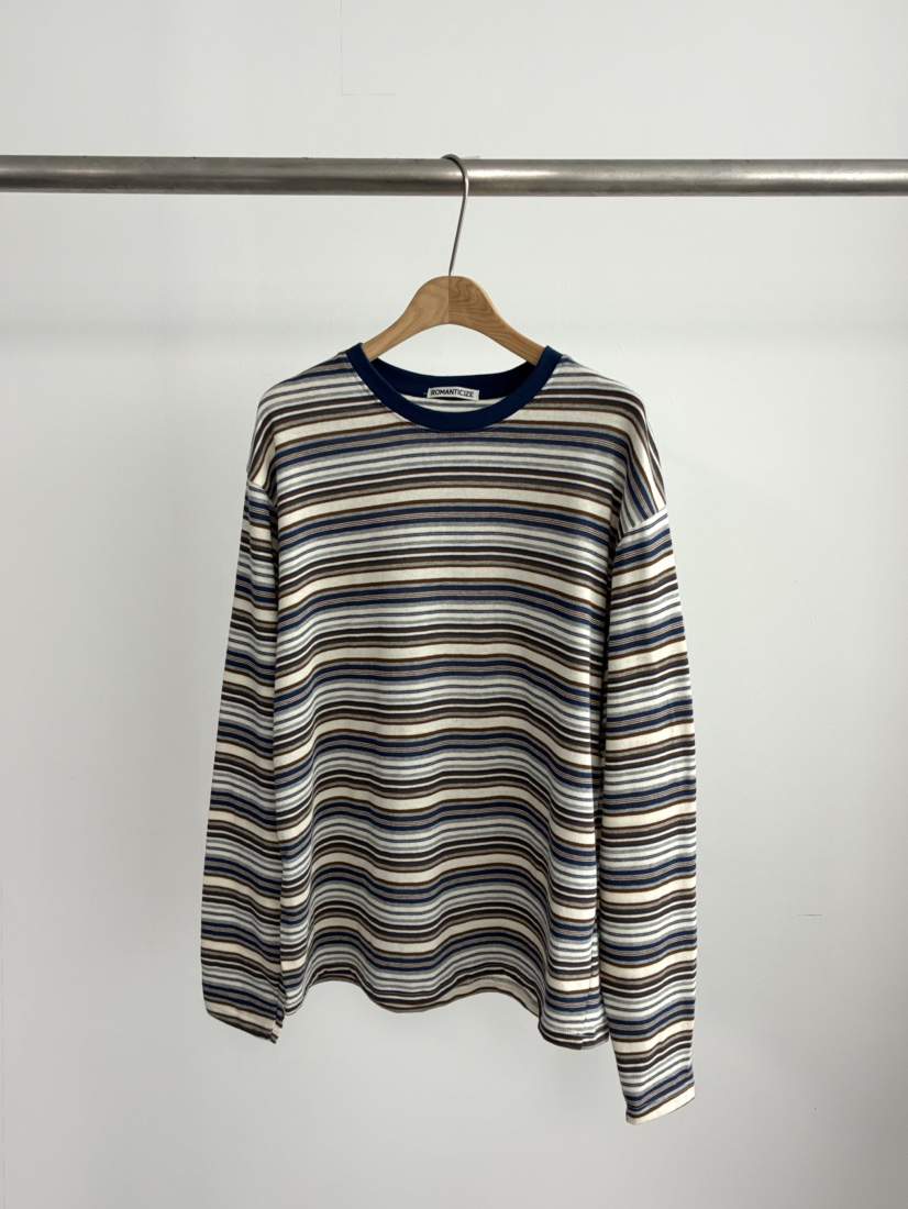 ROMANTICIZE韓國東大門代購女士新款時尚長袖T恤寬松條紋ROMANTICIZE長袖T恤
