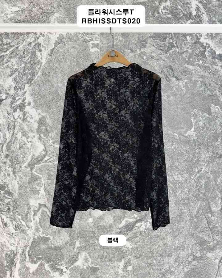 ROOKIE BUD韓國直郵實拍女裝新款熱賣時尚長袖T恤花朵透明ROOKIE BUD-P長袖T恤