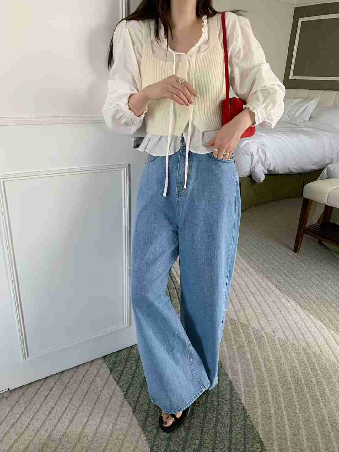 MELLOUNGE-멜라운지-T韓國代購女裝新品推薦休閑牛仔褲MELLOUNGE-2件起牛仔褲