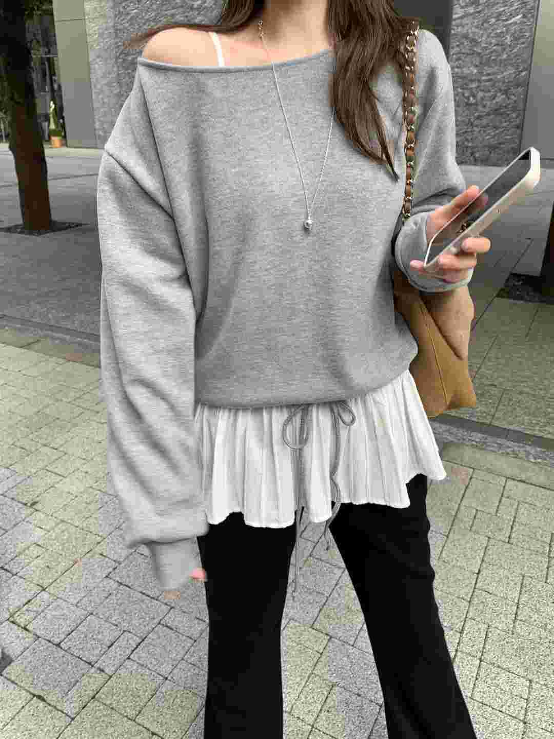 MELLOUNGE-멜라운지-T韓國直郵實拍女裝新品熱賣衛衣假兩件MELLOUNGE-2件起衛衣