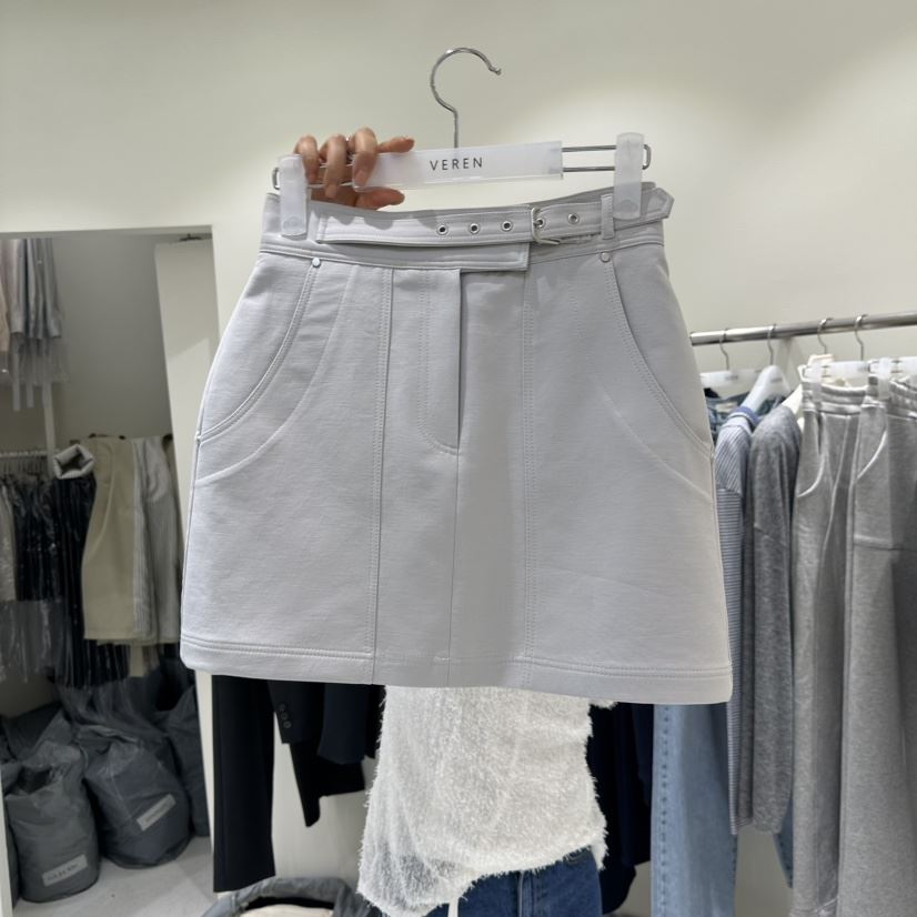 VEREN韓國直郵女裝新品人氣推薦時尚職業真品休閑短裙腰帶VEREN短裙