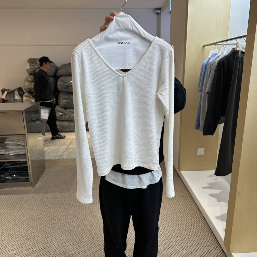 ARTISANAL韓國東大門直郵女士新款熱賣職業26春夏長袖T恤V領ARTISANAL長袖T恤