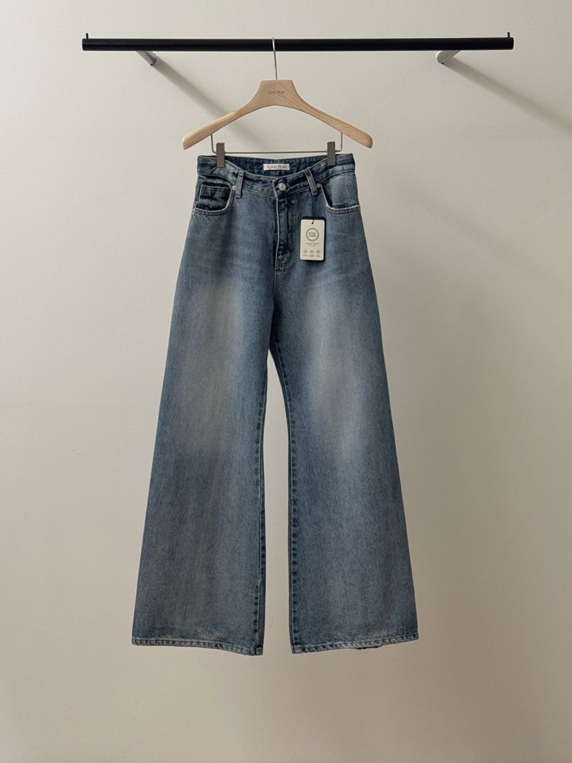 LONG PEAK韓國東大門直郵女裝新款人氣推薦牛仔褲水洗褶裥LONG PEAK牛仔褲