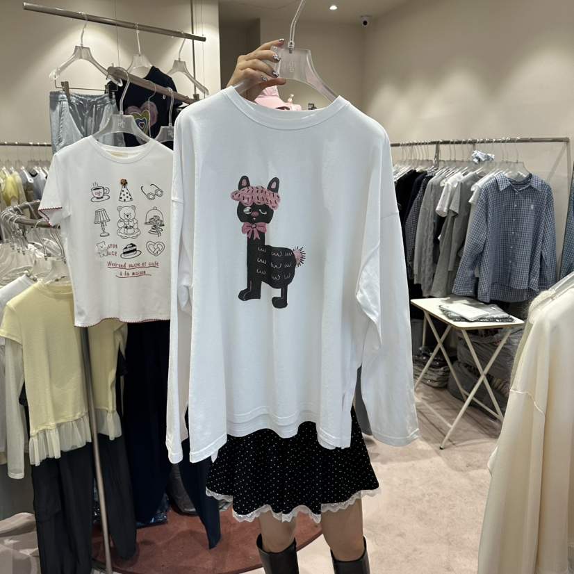 MIMME/LOOKK韓國代購女裝新品26春夏熱賣職業休閑長袖T恤MIMME/LOOKK長袖T恤