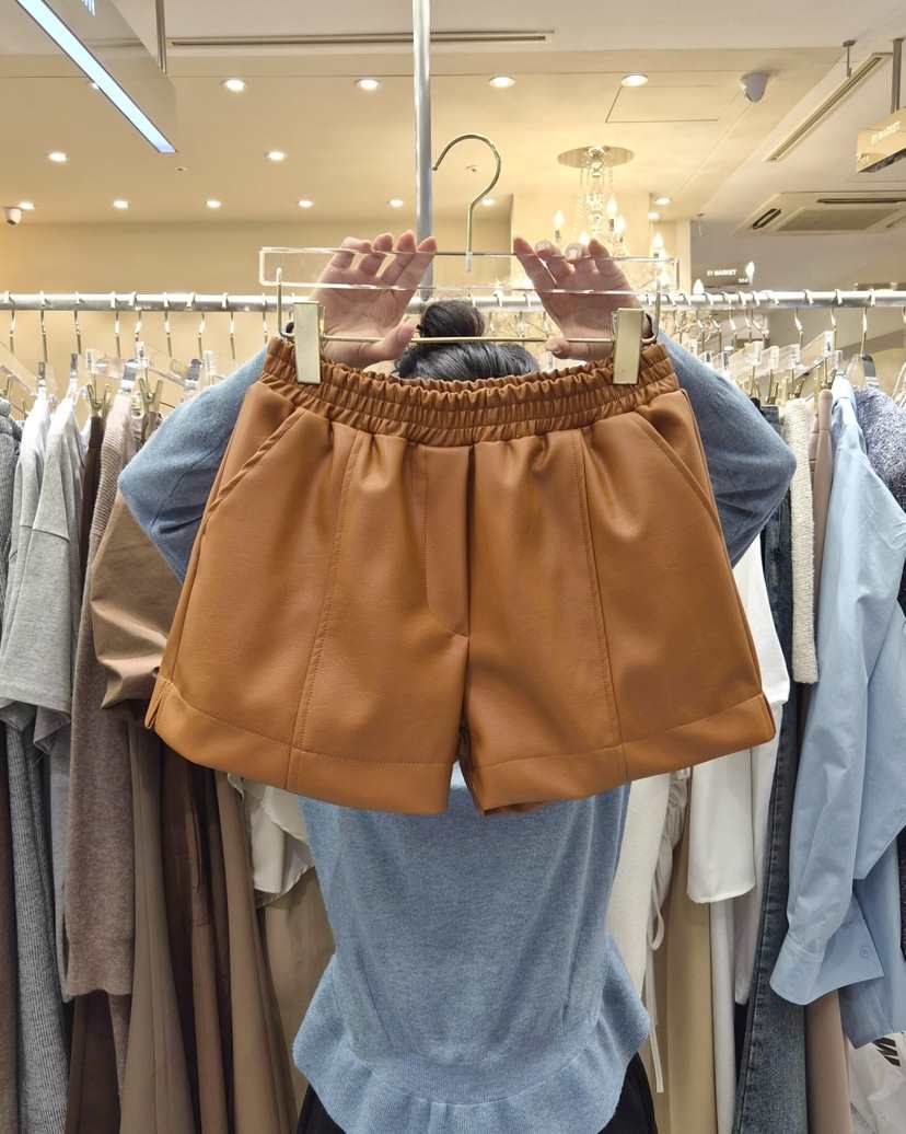 WORK SHOP韓國代購女裝新品真品26春夏推薦時尚短褲皮革Work_shop短褲