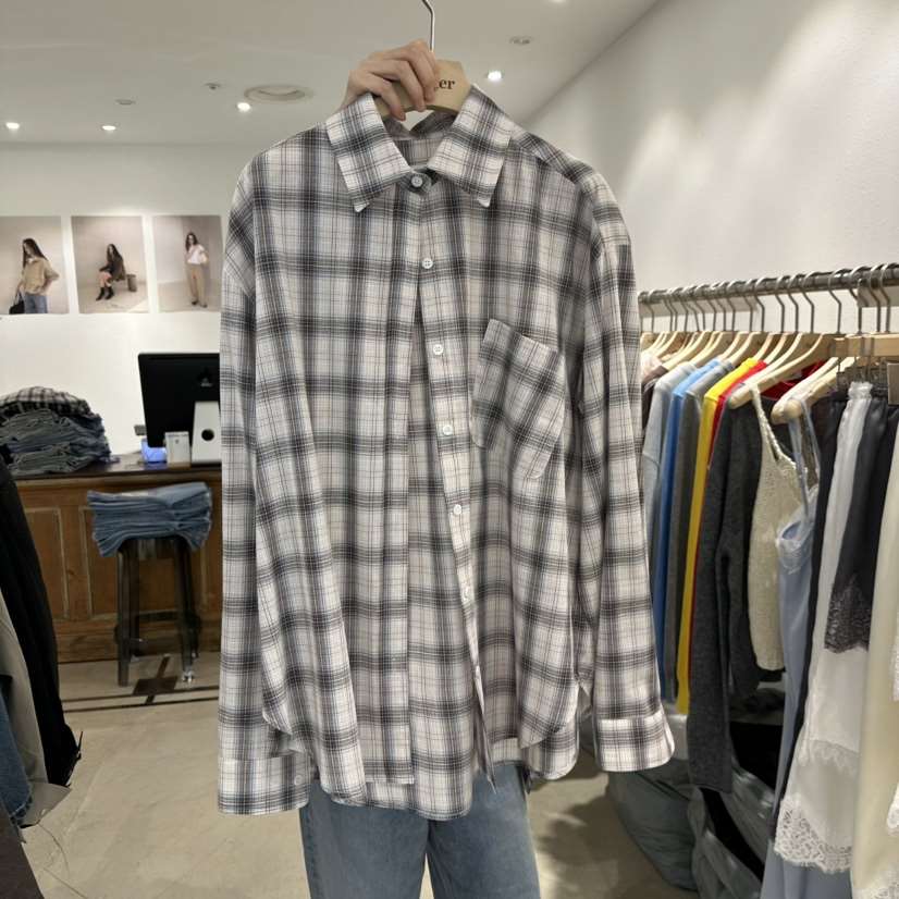 ACKER韓國代購女士新款26春夏真品休閑職業襯衫蕾絲衫格子ACKER襯衫/蕾絲衫