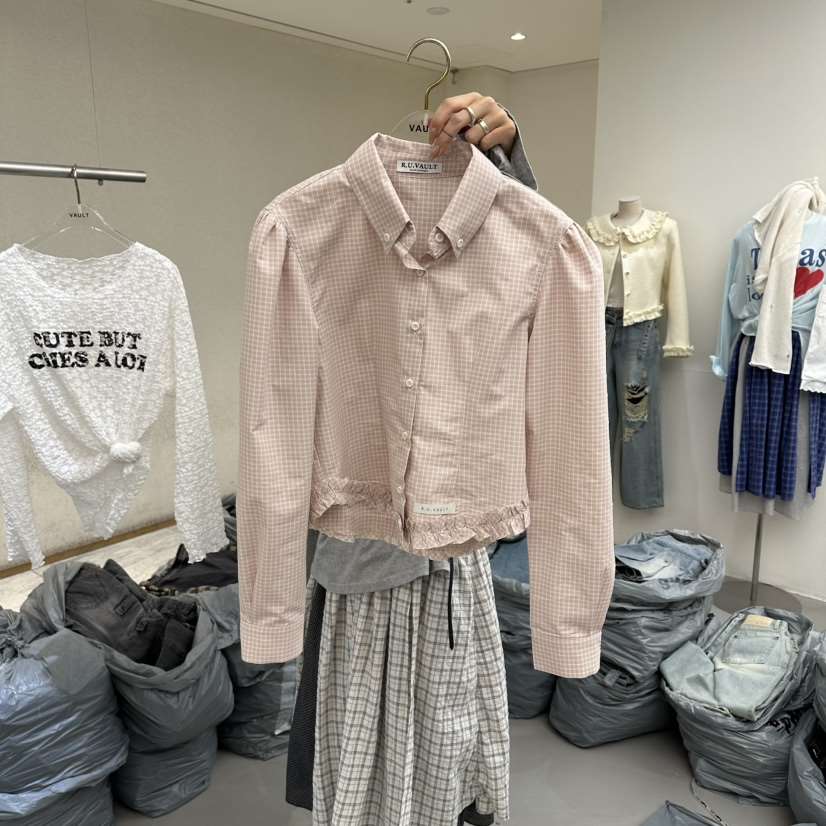 VAULT韓國直郵女士新款休閑時尚26春夏推薦熱賣襯衫蕾絲衫VAULT襯衫/蕾絲衫