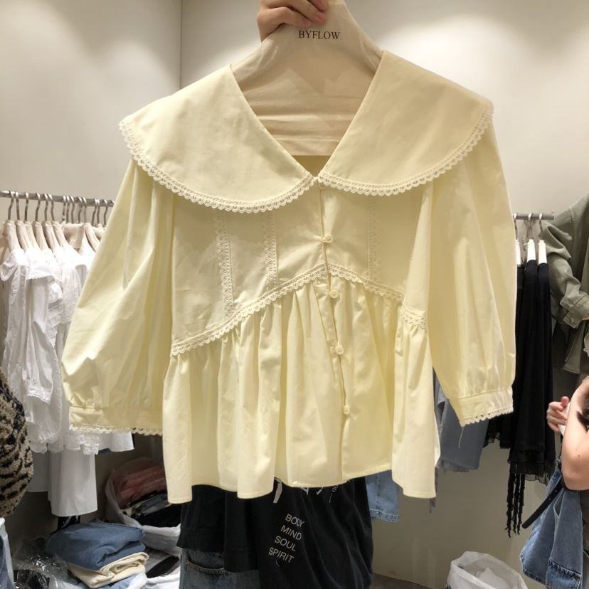 BY FLOW韓國代購女裝新款休閑推薦熱賣職業人氣襯衫蕾絲衫BY FLOW襯衫/蕾絲衫