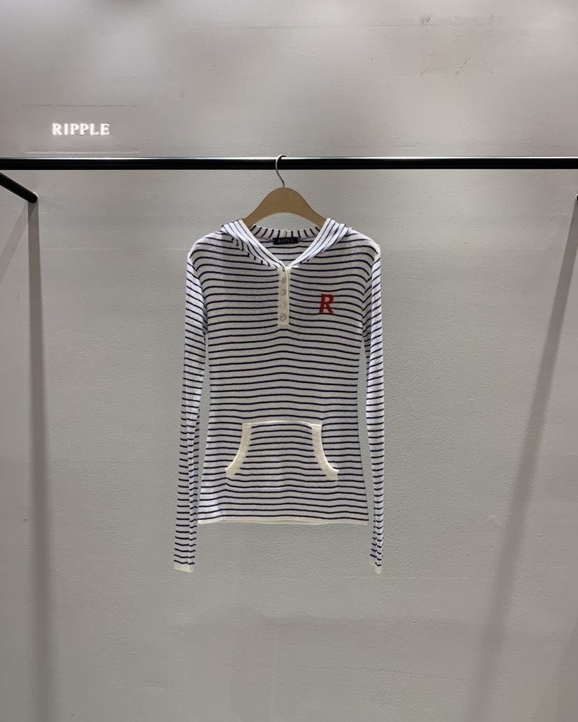 RIPPLE-P韓國代購女士新款休閑推薦針織衫連帽針織衫口袋RIPPLE-P針織衫