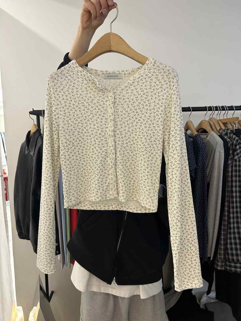 AS THOUGHT東大門實拍女裝新款真品人氣26春夏針織衫花朵開衫AS THOUGHT針織衫