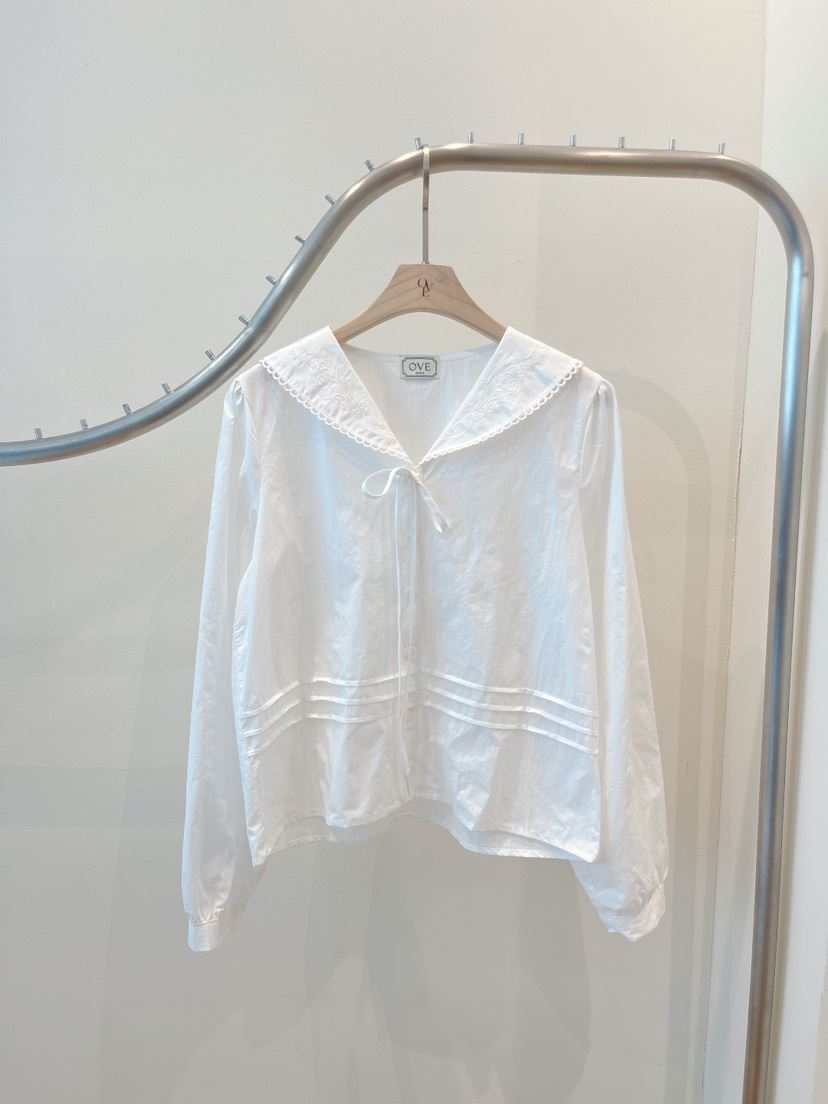 OVE東大門直郵女士新款休閑時尚26春夏推薦襯衫蕾絲衫海軍OVE襯衫/蕾絲衫