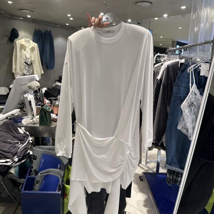 HERTZ-P韓國直郵實拍女士新品推薦休閑熱賣26春夏長袖T恤褶皺HERTZ-P長袖T恤